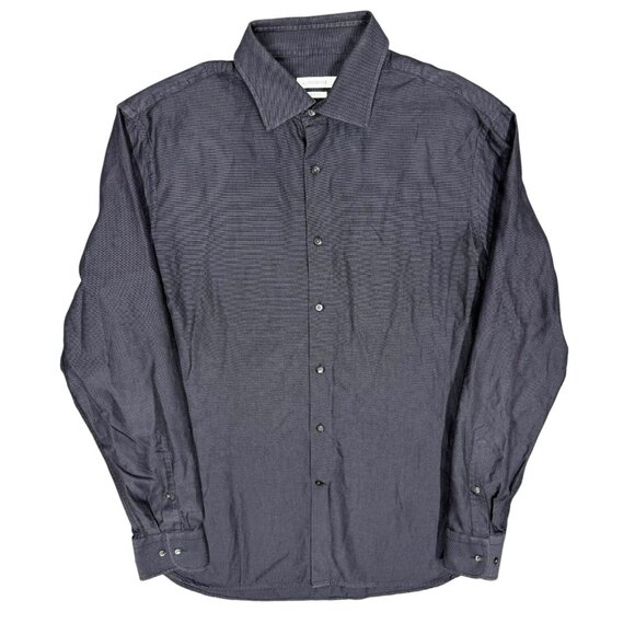 $250 J. Lindberg Slim Fit Dress Shirt Oxford Textured Fabric Navy Blue 43 17 XL - Picture 1 of 7